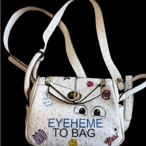 Source Unknown White Crossbody Bag with Multicolor Graphic Patches